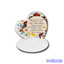  Nagy talpas fa szív 19,2x20cm - Színes szárnyú/barna dekorációs kellék