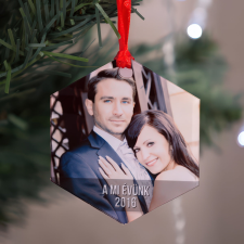 NagyAjándék Fényképes karácsonyfadísz, hatszög alakú karácsonyfadísz