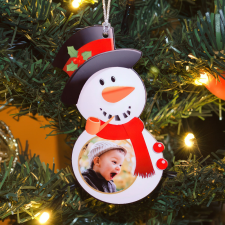 NagyAjándék Fényképes karácsonyfadísz, Hóember alakú karácsonyfadísz