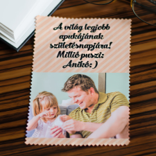 NagyAjándék Fényképes szemüvegtörlő kendő, csíkos, 10x15cm egyedi ajándék