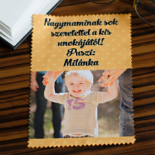 NagyAjándék Fényképes szemüvegtörlő kendő, pöttyös, 10x15cm egyedi ajándék