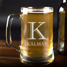 NagyAjándék Monogramos homokfúvott söröskorsó egyedi ajándék