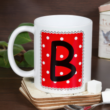 NagyAjándék Pöttyös monogramos rózsaszín bögre egyedi ajándék