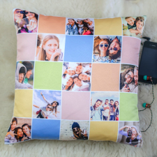 NagyAjándék Színes kockás fényképes kispárna egyedi ajándék