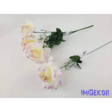  Nagyfejű szálas selyem rózsa 51 cm - Fehér-Lila Cirmos dekoráció