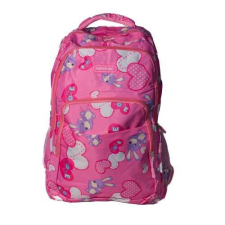  Nagyméretű hátizsák, iskolatáska, 4 cipzáras rekesz, pink, nyuszis iskolatáska