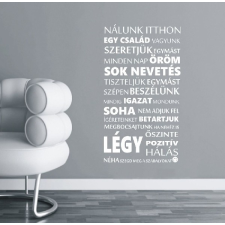Nálunk itthon egy család vagyunk...Idézet falmatrica tapéta, díszléc és más dekoráció