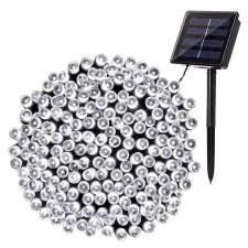  Napelem húr 100 led, 12 m, hideg fehér karácsonyfa izzósor