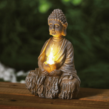 Napelemes Buddha gyertyával – 12,5 x 8,5 x 19 cm kültéri világítás
