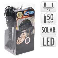  Napelemes fényfüzér 50 LED-es hideg dekorációs kellék