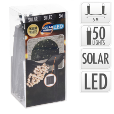  Napelemes fényfüzér 50 LED-es meleg dekorációs kellék