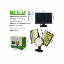 Napelemes, mozgásérzékelős kültéri COB LED reflektor, állítható panelekkel és távirányítóval kültéri világítás