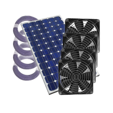  Napelemes szellőztető rendszer 4 ventillátorral, kábellel - Plug &amp; Play üvegház, pl. fóilasátor szellőztetés számára ventilátor