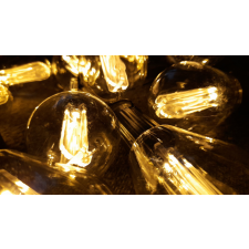  Napelemes (szürkületkapcsolós) Edison körte formájú fényfüzér, 10 db led lámpa kültéri világítás