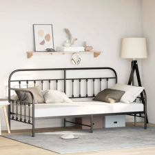  Nappali ágykeret Fekete 100 x 200 cm Porszórt acél ágy és ágykellék