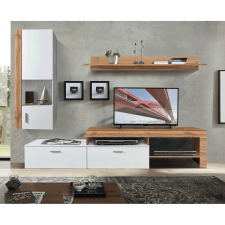  Nappali fal/szekrénysor, wotan tölgy/fehér, ALUBA bútor