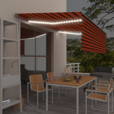  Narancs-barna redőnyös, LED-es, szélérzékelős napellenző 4,5x3m kerti bútor