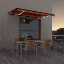 Narancs és barna kézzel kihúzható LED-es napellenző 400x350 cm kerti bútor