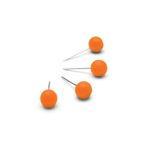  Narancs színű gömb formájú térképtű 100 db, 6 mm-es gömb, 13 mm-es tű térkép