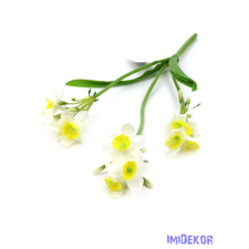  Nárcisz 3 ágú leveles 39cm - Fehér dekorációs kellék