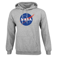  Nasa Insignia nagyméretű kenguruzsebes pamut kapucnis pulóver - melírszürke