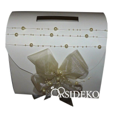  Nászajándékgyűjtő doboz/persely szalaggal és gyönggyel dekorációs kellék