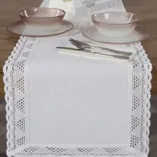  Nataly hímzett asztalterítő Fehér 40x140 cm lakástextília