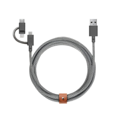 Native union Belt Universal Cable (USB-C – Lighting/USB-C) 1.8m, zebra kábel és adapter