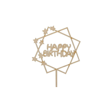 Natúr csillagos Happy Birthday sziluett tortadísz sütés és főzés