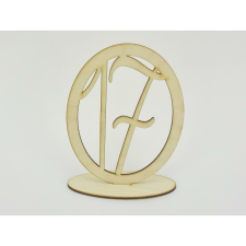  Natúr fa - Asztalszám ovális keretben 17-es 15,5cm dekorációs kellék