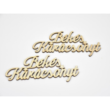  Natúr fa - Békés Karácsonyt felirat 2db/csomag dekorációs kellék