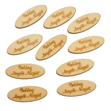  Natúr fa Boldog Anyák Napját feliratú ovál tábla 5cm 10db-os dekorációs kellék