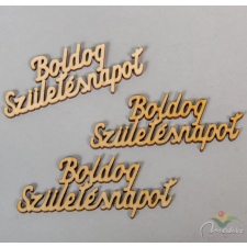  Natúr fa Boldog születésnapot felirat 9,5 cm 3db-os dekorációs kellék