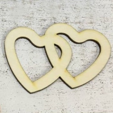  Natúr fa dupla szív 8cm x 6cm dekorációs kellék