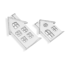  Natúr fa - Házikó szett 2db/cs fehér-ezüst dekorációs kellék