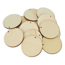  Natúr fa kerek kör lap lyukkal 5cm 15db/csomag dekorációs kellék