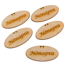  Natúr fa ovál tábla Nőnapra felirattal 8cm 5db-os dekorációs kellék