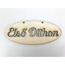 Natúr fa - "Első Otthon" ovál tábla 6x14cm dekorációs kellék