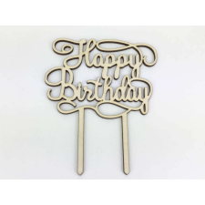 Natúr fa - &quot;Happy Birthday&quot; torta beszúró 11,5x14,5cm dekorációs kellék