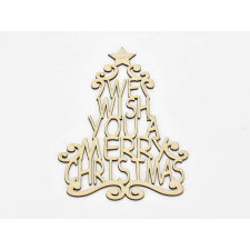 Natúr fa - "We wish you a ..." karácsonyfa koszorúra 20cm dekorációs kellék