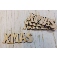 Natúr fa - "Xmas" felirat íves 7,5cm 5db/csomag dekorációs kellék