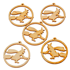  Natúr fa repülő banya 5cm 5db-os dekorációs kellék