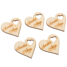  Natúr fa szív Szeretlek Anyu felirattal 5cm 5db-os dekorációs kellék