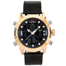 Naviforce férfi kvarc karóra 44 mm, fekete/rosegold, fémszíj, doboz karóra