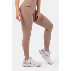 NEBBIA biopamut bordázott, magas derekú leggings barna M