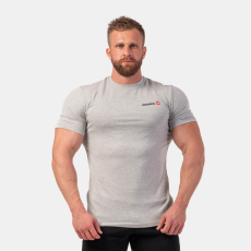 NEBBIA Men‘s T-shirt Minimalist Logo Light Grey