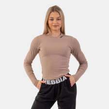 NEBBIA Women‘s Ribbed Long Sleeve Top Organic Cotton Brown - NEBBIA női edzőruha