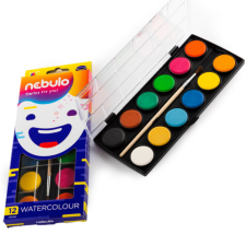 Nebulo : 12 színű vízfesték készlet 28mm-es korongokkal kréta, festék és papír