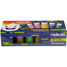 Nebulo 25ml-es 12 színű tégelyes tempera készlet tempera