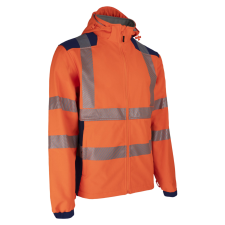 NEBULO FLUO NARANCS/SÖTÉTKÉK SOFTSHELL KABÁT_S láthatósági ruházat
